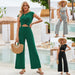 Casual Women's Jumpsuit Summer Round Neck Short Sleeves Knitted - WAREHOUSE SHOP