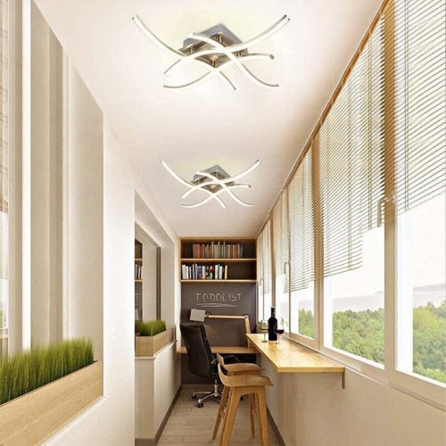 Ceiling Light 4 Wave Lights Modern Kitchen Living Room Bedroom Lamp LED Dimmable - WAREHOUSE SHOP