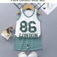 Children Sets Kids Clothes Boys Girls Vest Suit Summer Children's Clothing baby Cotton T-Shirts Shorts Tank Top Sleeveless - WAREHOUSE SHOP