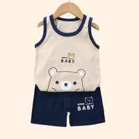Children Sets Kids Clothes Boys Girls Vest Suit Summer Children's Clothing baby Cotton T-Shirts Shorts Tank Top Sleeveless - WAREHOUSE SHOP