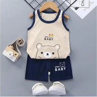 Children Sets Kids Clothes Boys Girls Vest Suit Summer Children's Clothing baby Cotton T-Shirts Shorts Tank Top Sleeveless - WAREHOUSE SHOP
