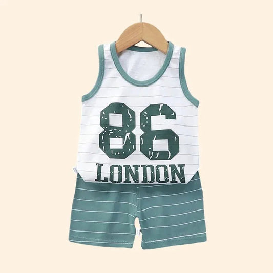 Children Sets Kids Clothes Boys Girls Vest Suit Summer Children's Clothing baby Cotton T-Shirts Shorts Tank Top Sleeveless - WAREHOUSE SHOP
