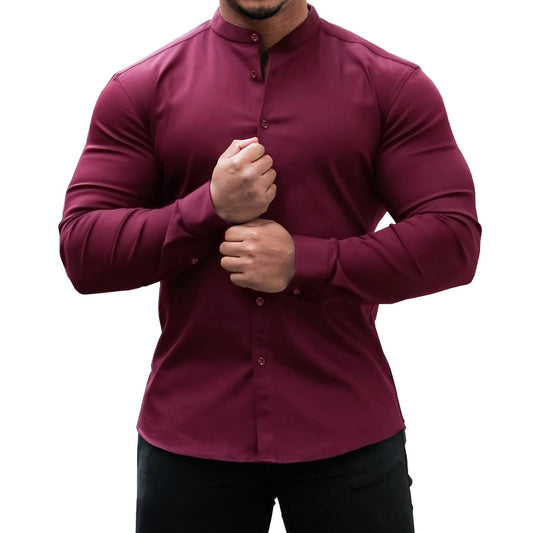 Classic, Casual Men Long Sleeve Shirt. Button Down, Solid Color for Casual and Official wears - WAREHOUSE SHOP