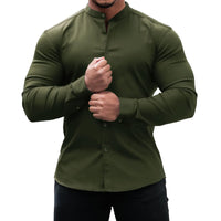Classic, Casual Men Long Sleeve Shirt. Button Down, Solid Color for Casual and Official wears - WAREHOUSE SHOP