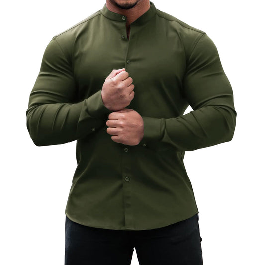 Classic, Casual Men Long Sleeve Shirt. Button Down, Solid Color for Casual and Official wears - WAREHOUSE SHOP