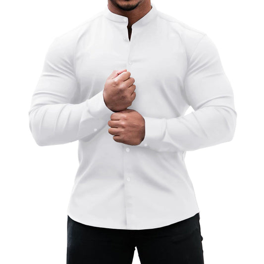 Classic, Casual Men Long Sleeve Shirt. Button Down, Solid Color for Casual and Official wears - WAREHOUSE SHOP