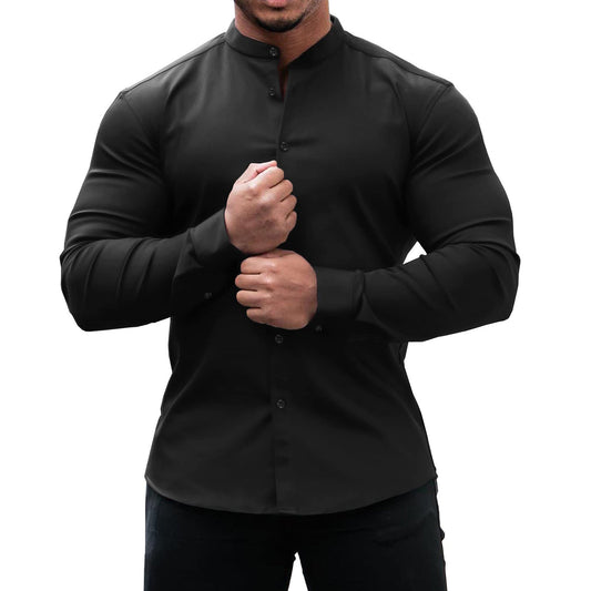 Classic, Casual Men Long Sleeve Shirt. Button Down, Solid Color for Casual and Official wears - WAREHOUSE SHOP
