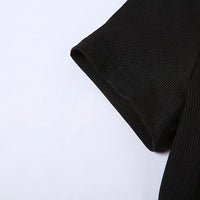 Classy Kliou Lady Dress. Button Side Slit Body, with Turn - down Collar Short Sleeve - Shaping - WAREHOUSE SHOP