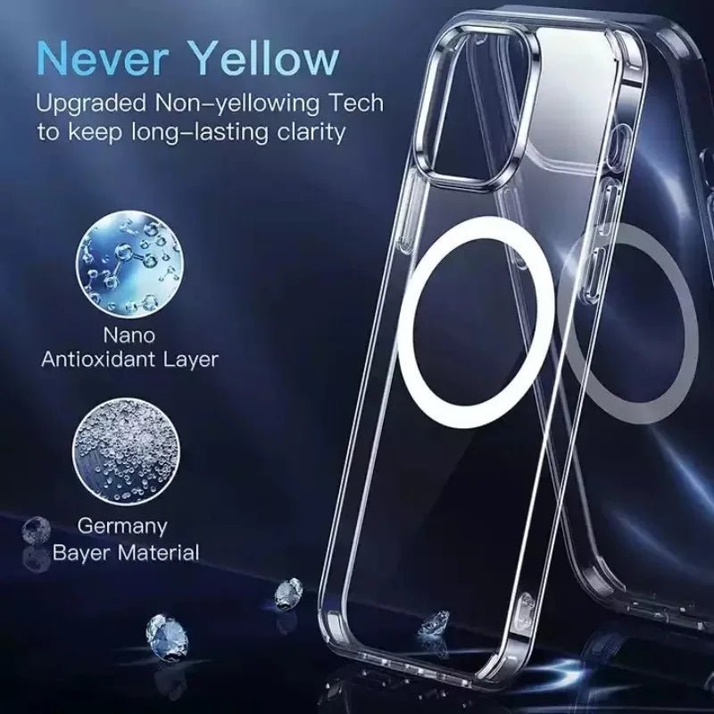Clear Phone Case For iPhone 11 12 13 14 15 Pro Max For Magsafe Magnetic Wireless Charging Magsafe Case 7 8 XR XsMax Cover Case - WAREHOUSE SHOP