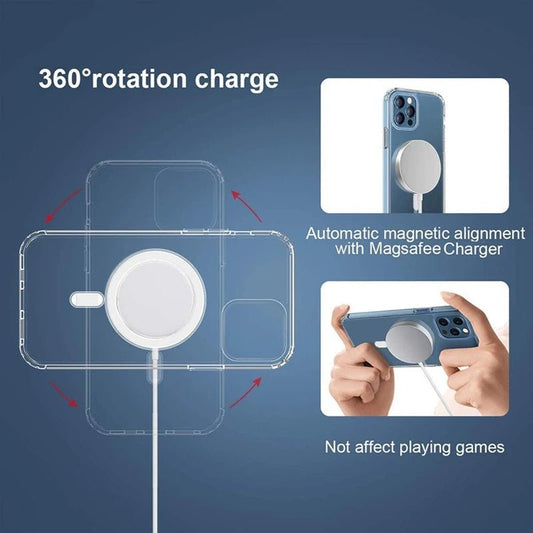 Clear Phone Case For iPhone 11 12 13 14 15 Pro Max For Magsafe Magnetic Wireless Charging Magsafe Case 7 8 XR XsMax Cover Case - WAREHOUSE SHOP
