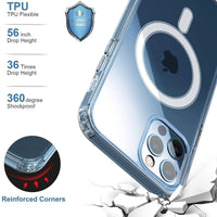Clear Phone Case For iPhone 11 12 13 14 15 Pro Max For Magsafe Magnetic Wireless Charging Magsafe Case 7 8 XR XsMax Cover Case - WAREHOUSE SHOP