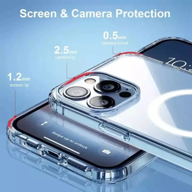 Clear Phone Case For iPhone 11 12 13 14 15 Pro Max For Magsafe Magnetic Wireless Charging Magsafe Case 7 8 XR XsMax Cover Case - WAREHOUSE SHOP