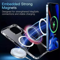 Clear Phone Case For iPhone 11 12 13 14 15 Pro Max For Magsafe Magnetic Wireless Charging Magsafe Case 7 8 XR XsMax Cover Case - WAREHOUSE SHOP