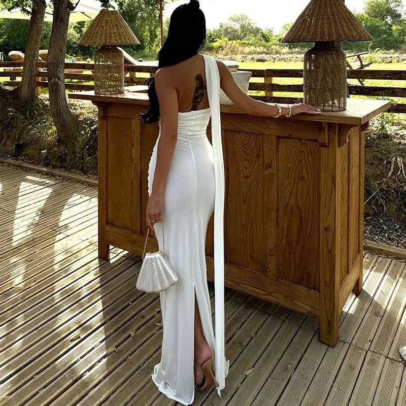 Color Dress Ribbon styled, Split Open Back women Dress. - WAREHOUSE SHOP