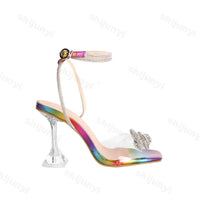 Comfortable Versatile Sandals. Casual Back Strap Bow. Rhinestone Stiletto Women's Shoes. - WAREHOUSE SHOP