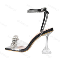 Comfortable Versatile Sandals. Casual Back Strap Bow. Rhinestone Stiletto Women's Shoes. - WAREHOUSE SHOP