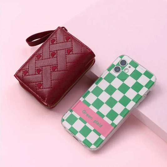 Compact women’s wallet featuring embroidered details, secure zipper buckle, spacious card storage, and a chic minimalist style. - WAREHOUSE SHOP