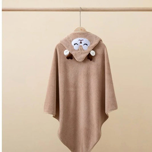 Coral Velvet Children’s Cape Bath Towel – soft and absorbent newborn bath wrap with cute cartoon design. Perfect for babies and toddlers after bath time. - WAREHOUSE SHOP