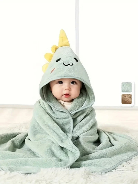 Coral Velvet Children’s Cape Bath Towel – soft and absorbent newborn bath wrap with cute cartoon design. Perfect for babies and toddlers after bath time. - WAREHOUSE SHOP