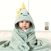 Coral Velvet Children’s Cape Bath Towel – soft and absorbent newborn bath wrap with cute cartoon design. Perfect for babies and toddlers after bath time. - WAREHOUSE SHOP