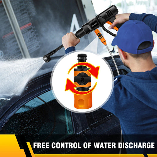Cordless Pressure Washer 21V 45 Bar Portable Pressure Washer with 2PCS Batteries 6 - in - 1 Adjustable Nozzle Pressure Cleaner - WAREHOUSE SHOP