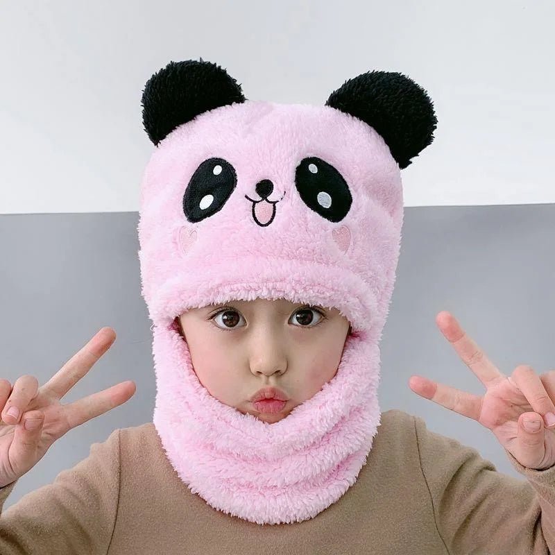Cute 2pcs kids’ winter set with cartoon hat & scarf. Double - layer wool keeps boys & girls warm in autumn and winter. - WAREHOUSE SHOP