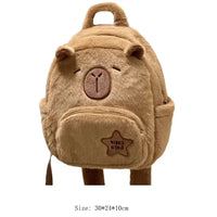 Cute Capybara plush backpack with large capacity and crossbody strap, perfect for school, anime fans, or casual everyday use - WAREHOUSE SHOP