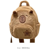 Cute Capybara plush backpack with large capacity and crossbody strap, perfect for school, anime fans, or casual everyday use - WAREHOUSE SHOP