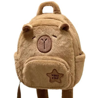 Cute Capybara plush backpack with large capacity and crossbody strap, perfect for school, anime fans, or casual everyday use - WAREHOUSE SHOP