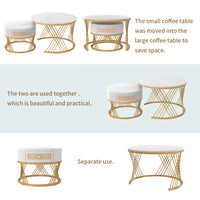 2-in-1 Marble Coffee Table with Rattan Storage