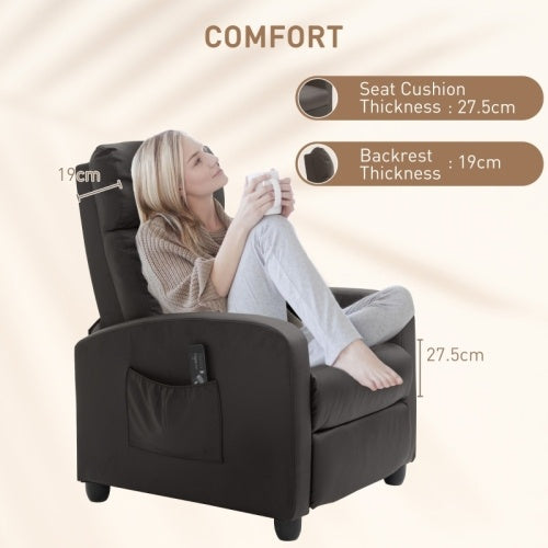 Brown Leather Massage Recliner Chair - with Leg Rest