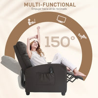 Brown Leather Massage Recliner with Leg Rest