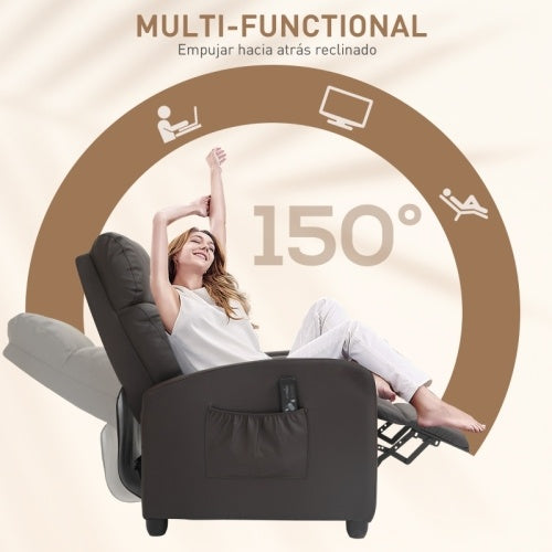 Brown Leather Massage Recliner with Leg Rest