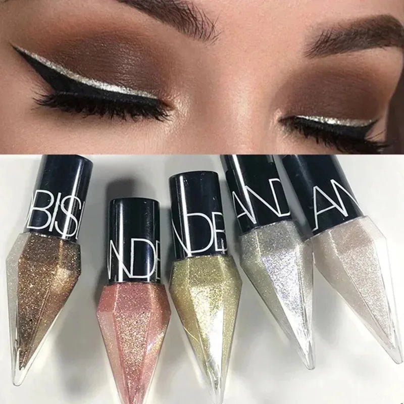 Diamond Shiny Eye Liners Eyeshadow Waterproof Silver Rose Gold Color Glitter Sequins Eyeliner Eye Shadow Makeup Beauty Cosmetics - WAREHOUSE SHOP