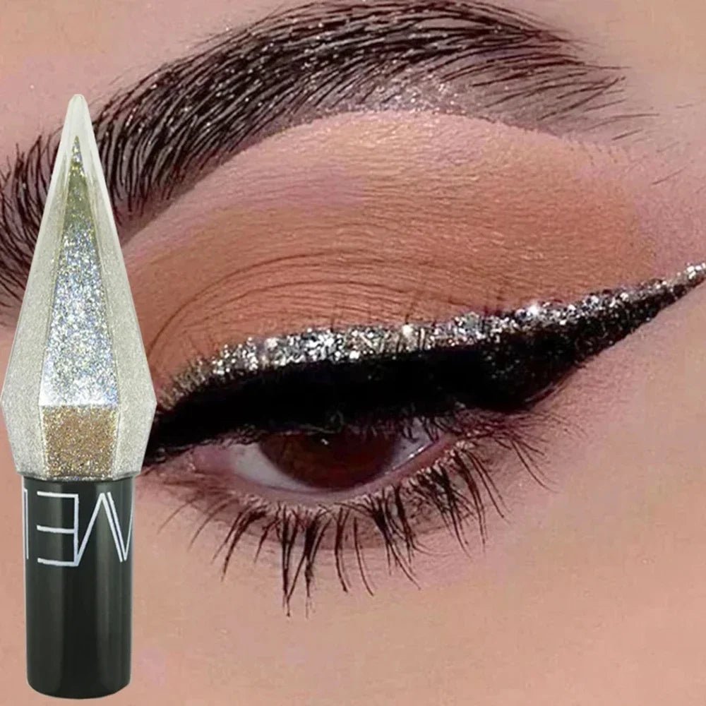 Diamond Shiny Eye Liners Eyeshadow Waterproof Silver Rose Gold Color Glitter Sequins Eyeliner Eye Shadow Makeup Beauty Cosmetics - WAREHOUSE SHOP