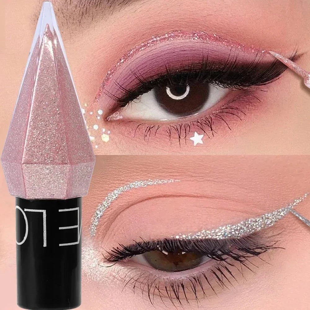 Diamond Shiny Eye Liners Eyeshadow Waterproof Silver Rose Gold Color Glitter Sequins Eyeliner Eye Shadow Makeup Beauty Cosmetics - WAREHOUSE SHOP