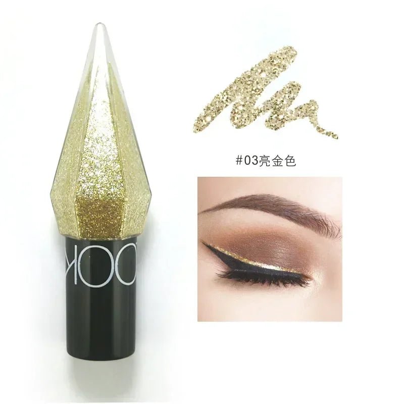 Diamond Shiny Eye Liners Eyeshadow Waterproof Silver Rose Gold Color Glitter Sequins Eyeliner Eye Shadow Makeup Beauty Cosmetics - WAREHOUSE SHOP