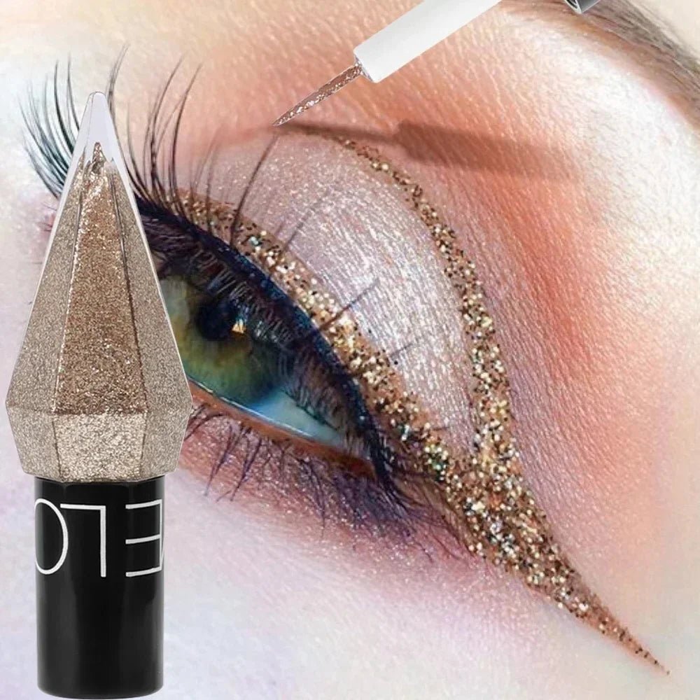 Diamond Shiny Eye Liners Eyeshadow Waterproof Silver Rose Gold Color Glitter Sequins Eyeliner Eye Shadow Makeup Beauty Cosmetics - WAREHOUSE SHOP