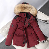 Duck Down winter Coats, Hooded Fur Collar, Casual Long Puffer Jackets Quality for Men - WAREHOUSE SHOP