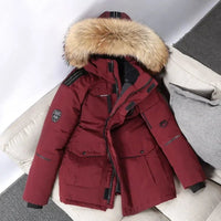 Duck Down winter Coats, Hooded Fur Collar, Casual Long Puffer Jackets Quality for Men - WAREHOUSE SHOP