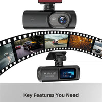 E - ACE UHD 4K Dashcam With GPS WiFi Night Vision 24h Parking Loop Dual Channel Recording 4K Front and 1080P Rear Dual Lens - WAREHOUSE SHOP