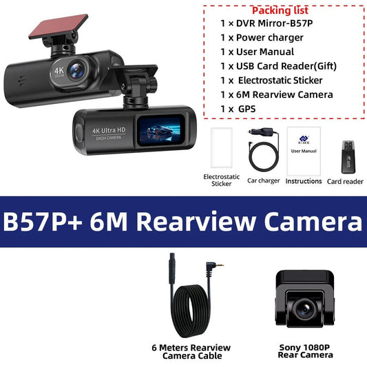 E - ACE UHD 4K Dashcam With GPS WiFi Night Vision 24h Parking Loop Dual Channel Recording 4K Front and 1080P Rear Dual Lens - WAREHOUSE SHOP