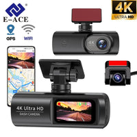 E - ACE UHD 4K Dashcam With GPS WiFi Night Vision 24h Parking Loop Dual Channel Recording 4K Front and 1080P Rear Dual Lens - WAREHOUSE SHOP