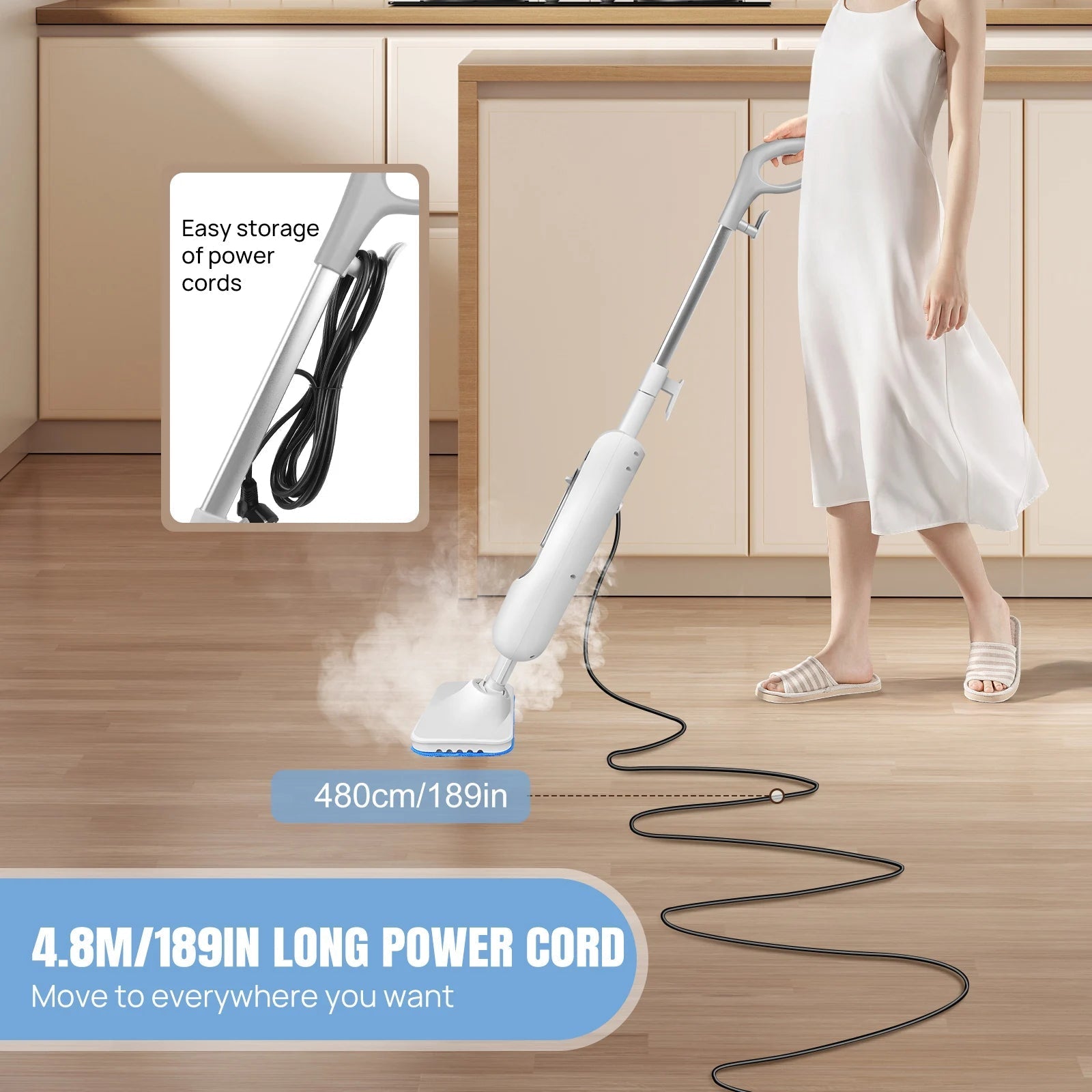 Electric Steam Mop, with 120 Degree Rotatable Head for Floor Cleaning, 5000W Steam Cleaner, 400ML Water Tank. Quality Handheld Mop - WAREHOUSE SHOP
