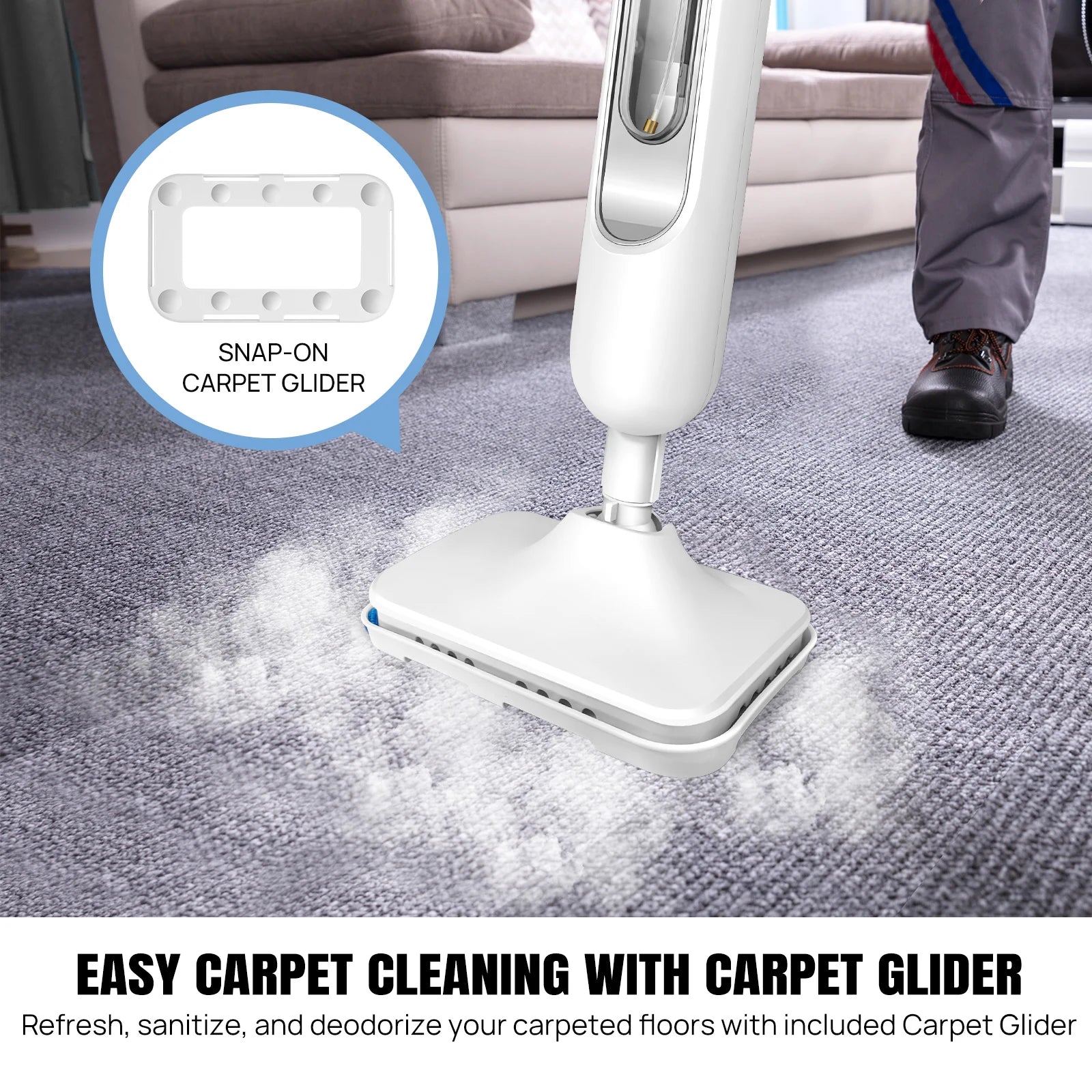 Electric Steam Mop, with 120 Degree Rotatable Head for Floor Cleaning, 5000W Steam Cleaner, 400ML Water Tank. Quality Handheld Mop - WAREHOUSE SHOP