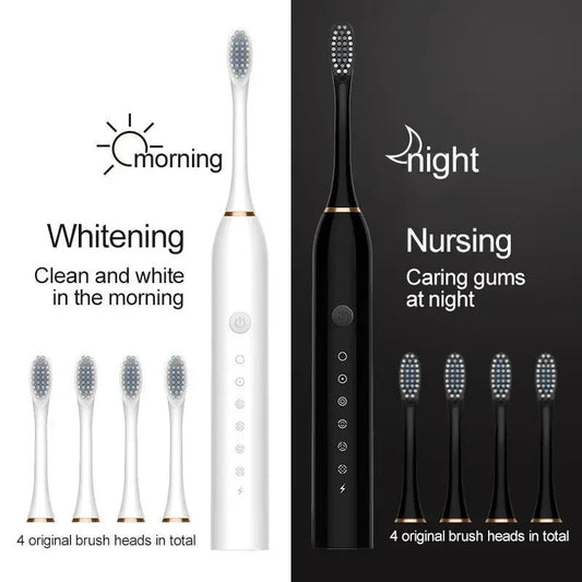 Electric Ultrasonic Toothbrush – 6 Speed Modes | Soft Bristles | USB Rechargeable | Waterproof | Adult Tooth Cleaner | Automatic Couple Set - WAREHOUSE SHOP