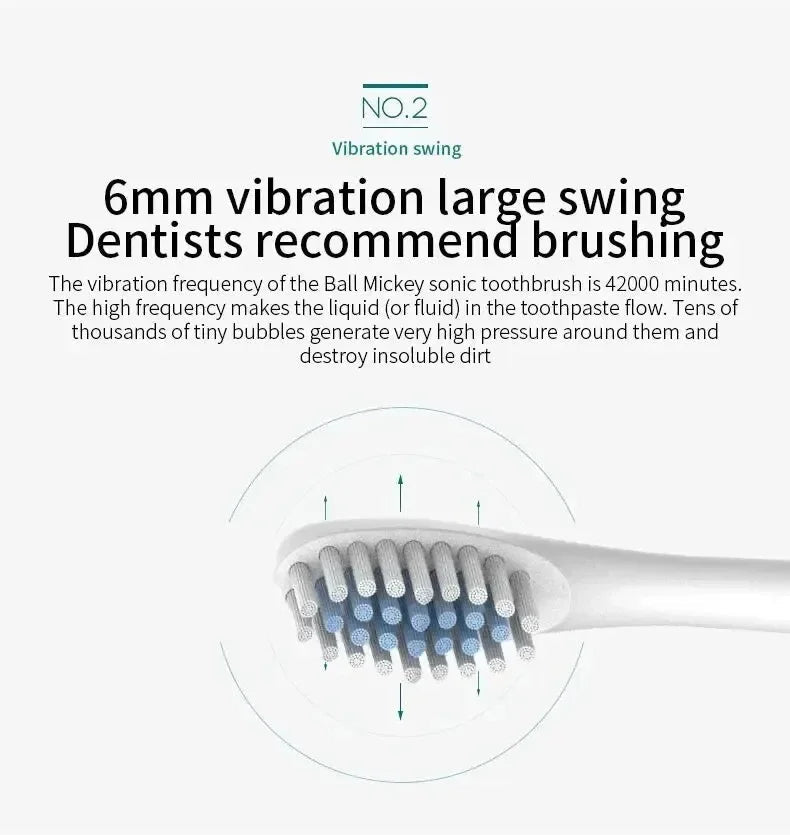 Electric Ultrasonic Toothbrush – 6 Speed Modes | Soft Bristles | USB Rechargeable | Waterproof | Adult Tooth Cleaner | Automatic Couple Set - WAREHOUSE SHOP