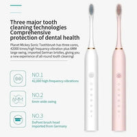 Electric Ultrasonic Toothbrush – 6 Speed Modes | Soft Bristles | USB Rechargeable | Waterproof | Adult Tooth Cleaner | Automatic Couple Set - WAREHOUSE SHOP