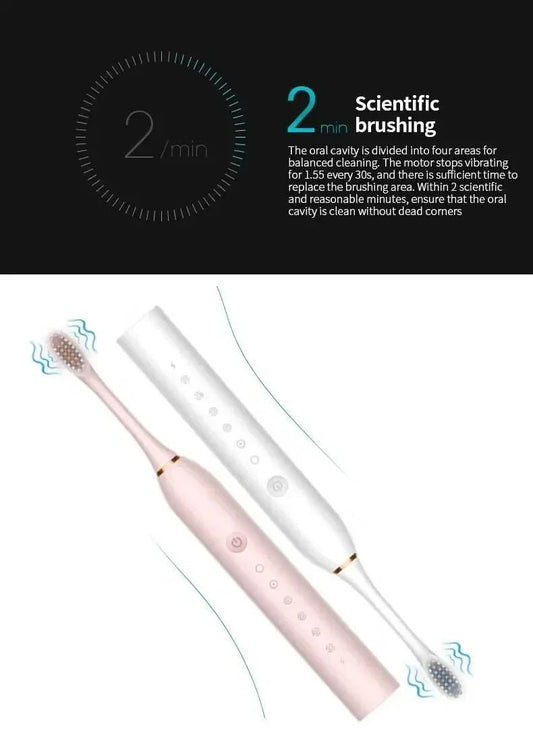 Electric Ultrasonic Toothbrush – 6 Speed Modes | Soft Bristles | USB Rechargeable | Waterproof | Adult Tooth Cleaner | Automatic Couple Set - WAREHOUSE SHOP