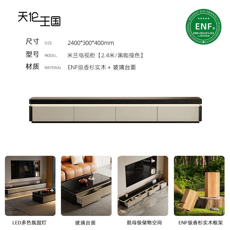 Elegant Space Saving TV Stand Eco Friendly Materials Sustainable Modern Aesthetics TV Stand Sliding Doors Living Room Furniture - WAREHOUSE SHOP